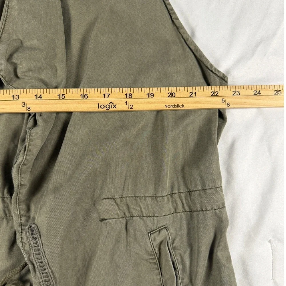 Max Jeans Olive Green‎ Tencel Utility Vest Draped Open Front Drawstring Women L